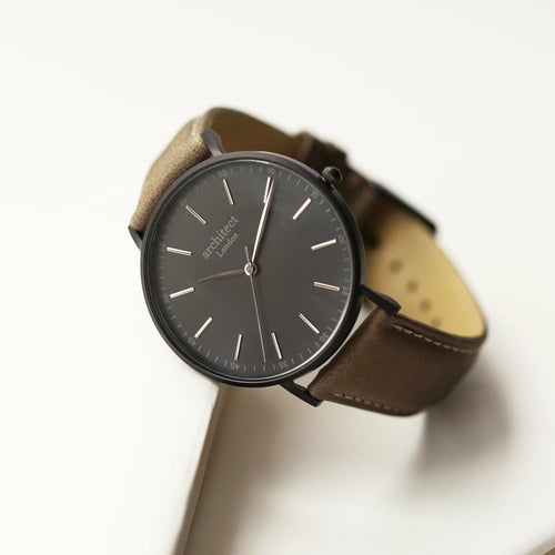 Modern Font Engraving - Men's  Grey Strap watch