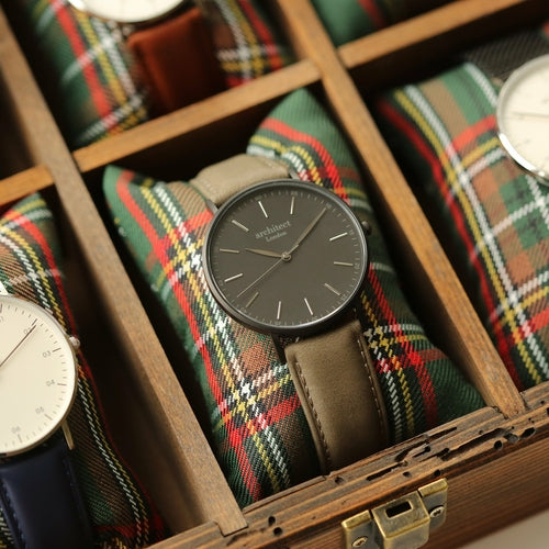 Modern Font Engraving - Men's  Grey Strap watch