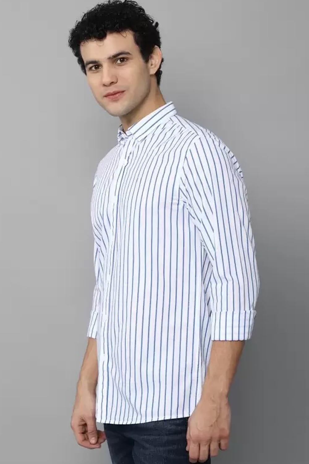 U TURN Men's Casual Printed Striped Stylish Latest Formal Shirt for Men | Cotton Mix 220 GSM