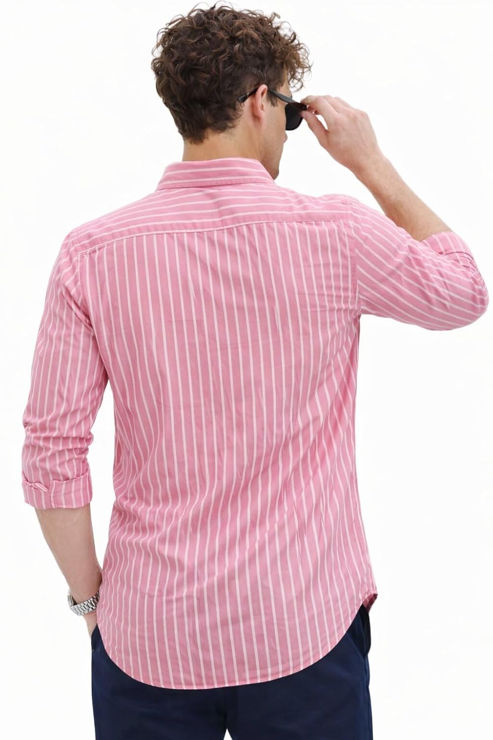 U TURN Men's Casual Printed Striped Stylish Latest Formal Shirt for Men | Cotton Mix 220 GSM