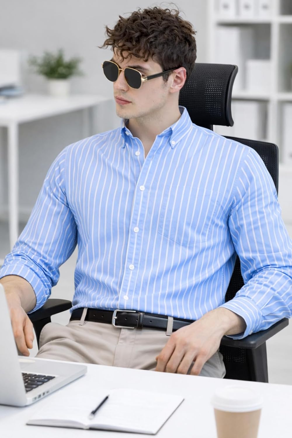 U TURN Men's Casual Printed Striped Stylish Latest Formal Shirt for Men | Cotton Mix 220 GSM