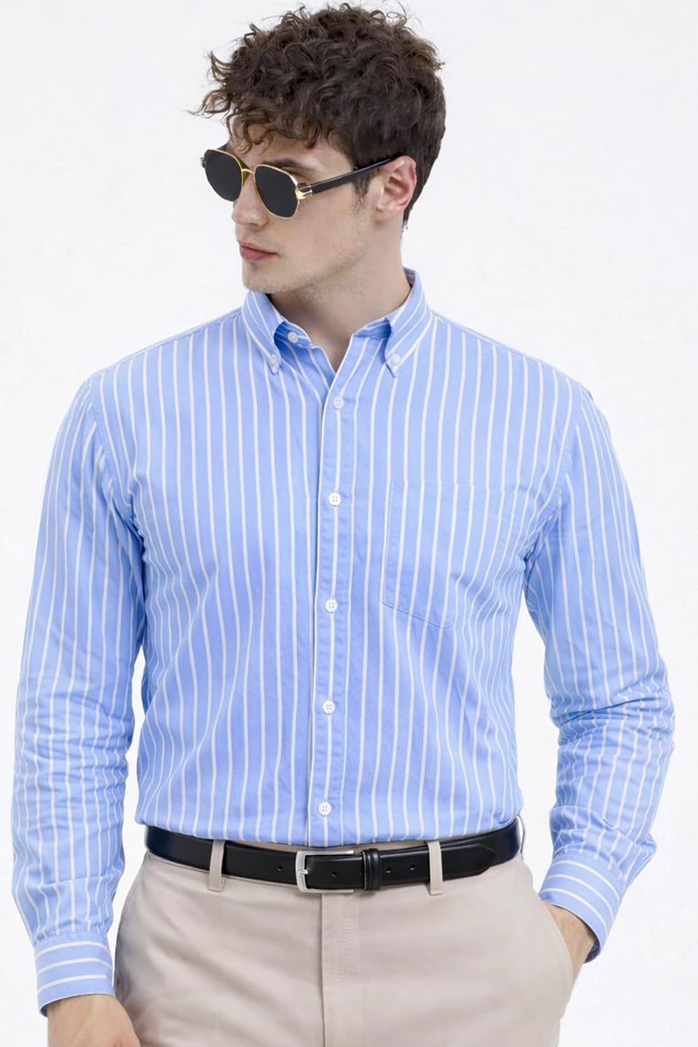 U TURN Men's Casual Printed Striped Stylish Latest Formal Shirt for Men | Cotton Mix 220 GSM