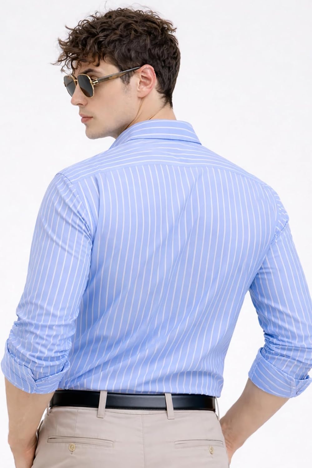 U TURN Men's Casual Printed Striped Stylish Latest Formal Shirt for Men | Cotton Mix 220 GSM